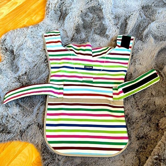 Lands' End Other - Land’s End striped school fleece lined adjustable Velcro closure dog coat Med